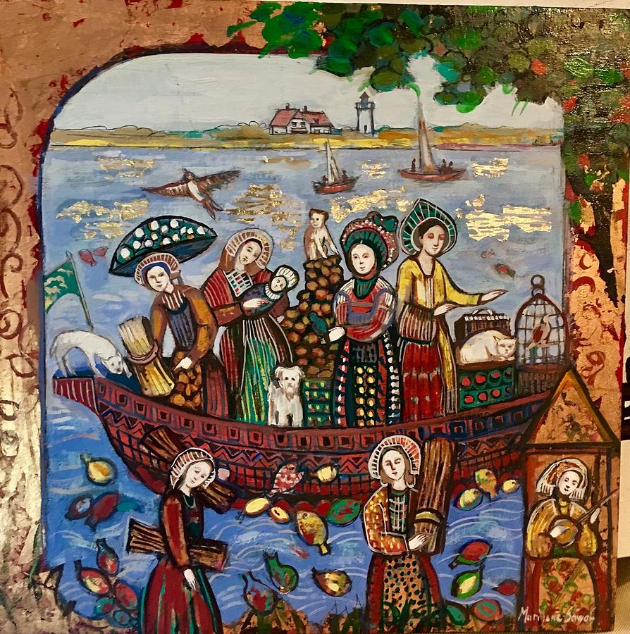 Immigrants Painting - The Immigrants in town by Marilene Sawaf