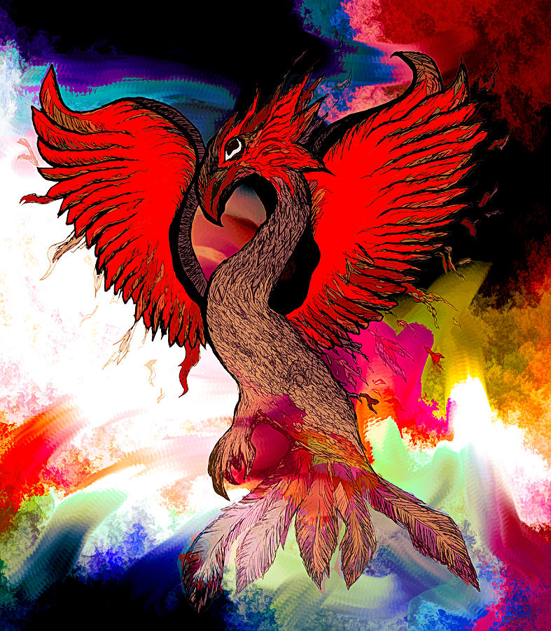 The Immortal Phoenix Drawing by Abstract Angel Artist Stephen K