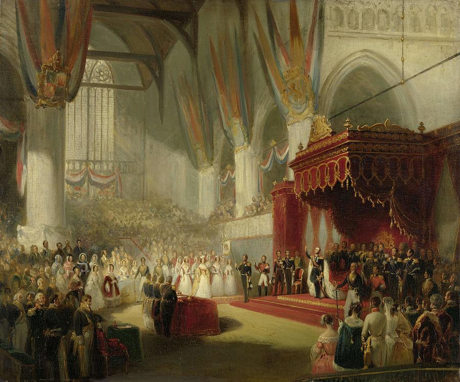 The Inauguration of King William II in the Nieuwe Kerk in Amsterdam on 28 November 1840. Painting by Nicolaas Pieneman -1809-1860-