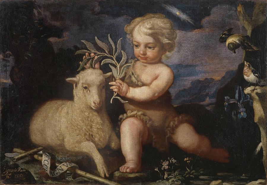 The Infant Saint John the Baptist with the Lamb. 1681. O... Painting by Francisco Ignacio Ruiz de la Iglesia -1649-1704-