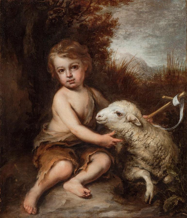 The Infant Saint John with the Lamb, c. 1655-1670. Painting by Bartolome Esteban Murillo -1611-1682-