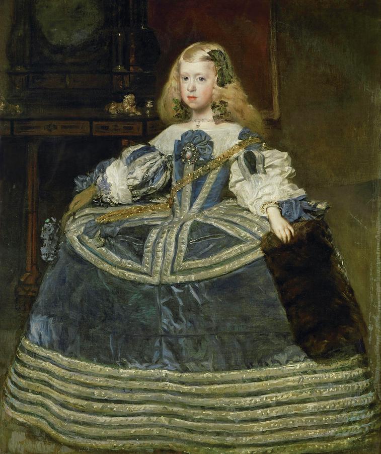 The Infanta Margarita Teresa -1651-1673- in blue dress. Oil on canvas -1659- 127 x 107 cm Cat. 739.. Painting by Diego Velazquez -1599-1660-
