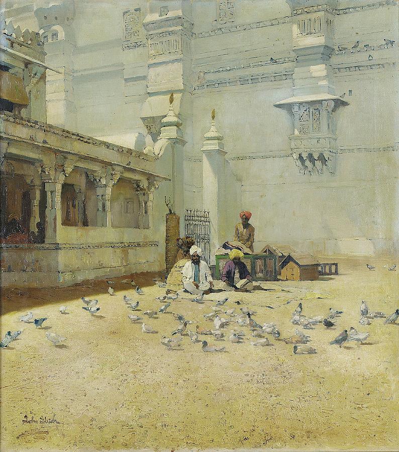 The Inner Courtyard Of The Amber Palace, Jaipur, India Painting by John Gleich The Inner Courtyard Of The Amber Palace, Jaipur, India Painting by John Gleich