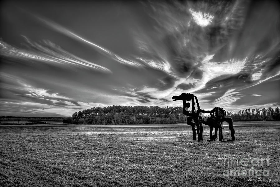 The Iron Horse Sunset B W The Iron Horse Collection Art Photograph by Reid Callaway