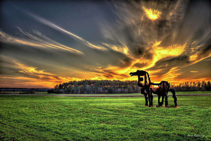 The Iron Horse Sunset 777 University Of Georgia Farming Landscape Art Photograph by Reid Callaway
