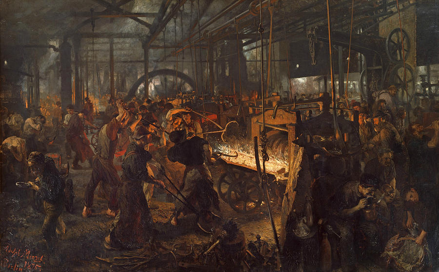 The Iron Rolling Mill  Painting by Adolph Menzel
