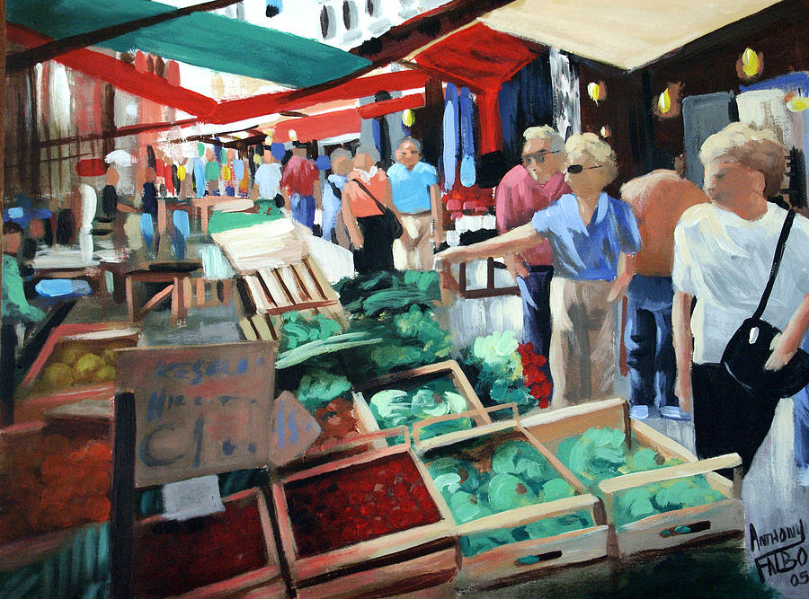 The Italian Fruit Market Painting by Anthony Falbo
