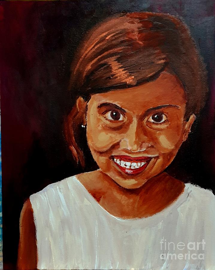 The Jaipur girl with soft brown eyes  Painting by Eli Gross