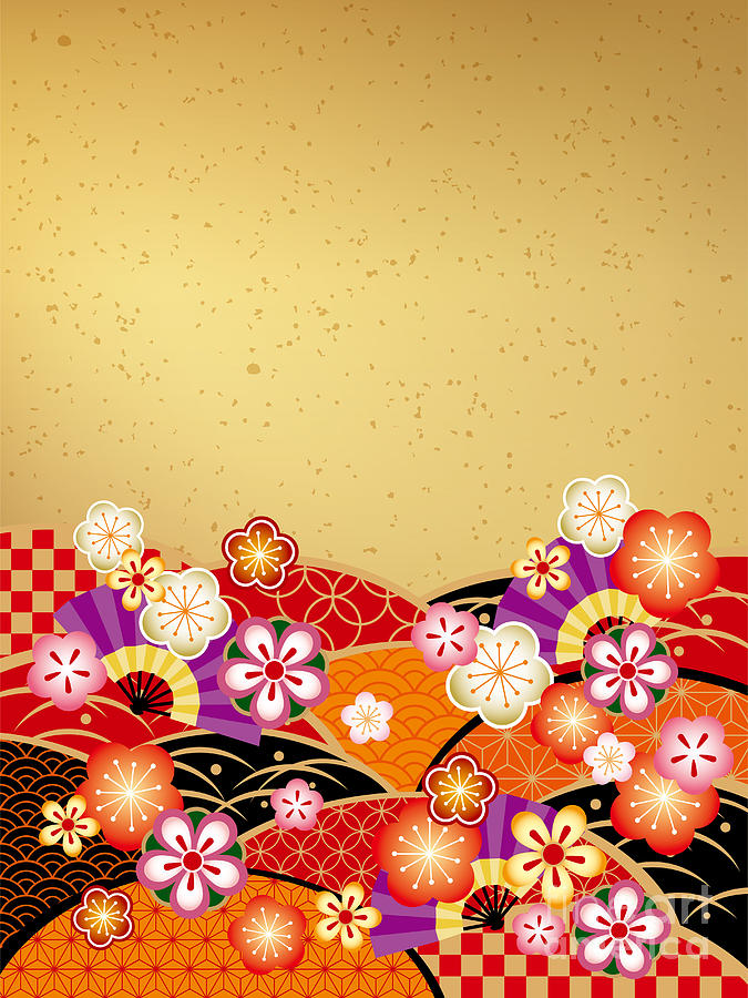 The Japanese Style Background Of The Digital Art by Rie Sakae