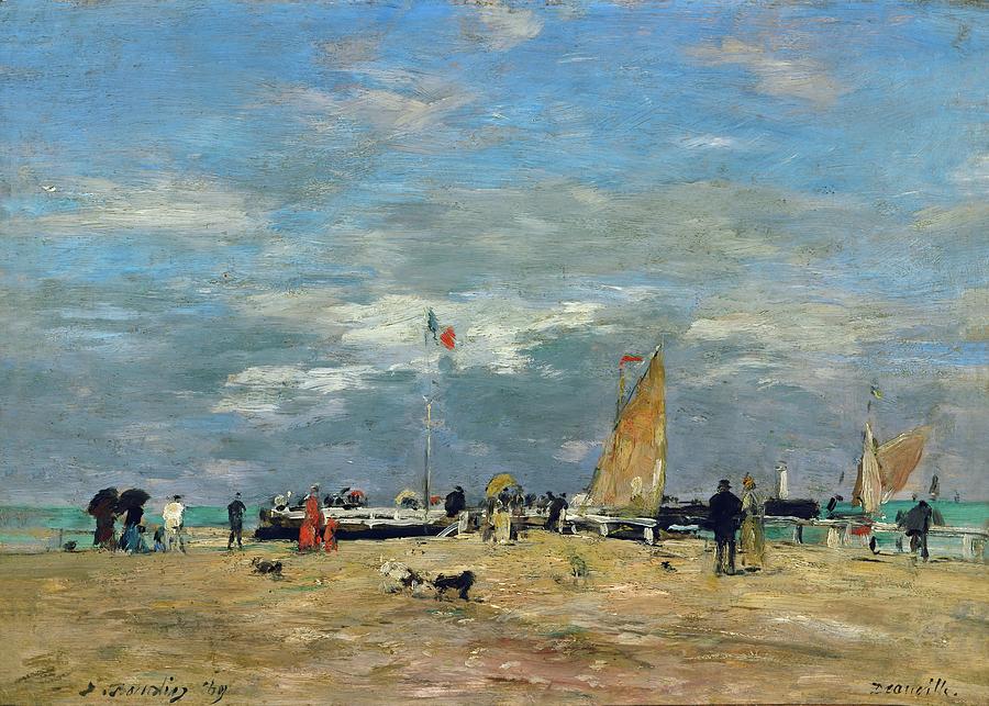 The Jetty of Deauville, France. Oil on canvas Inv. RF 1967. Painting by Eugene Boudin -1824-1898-