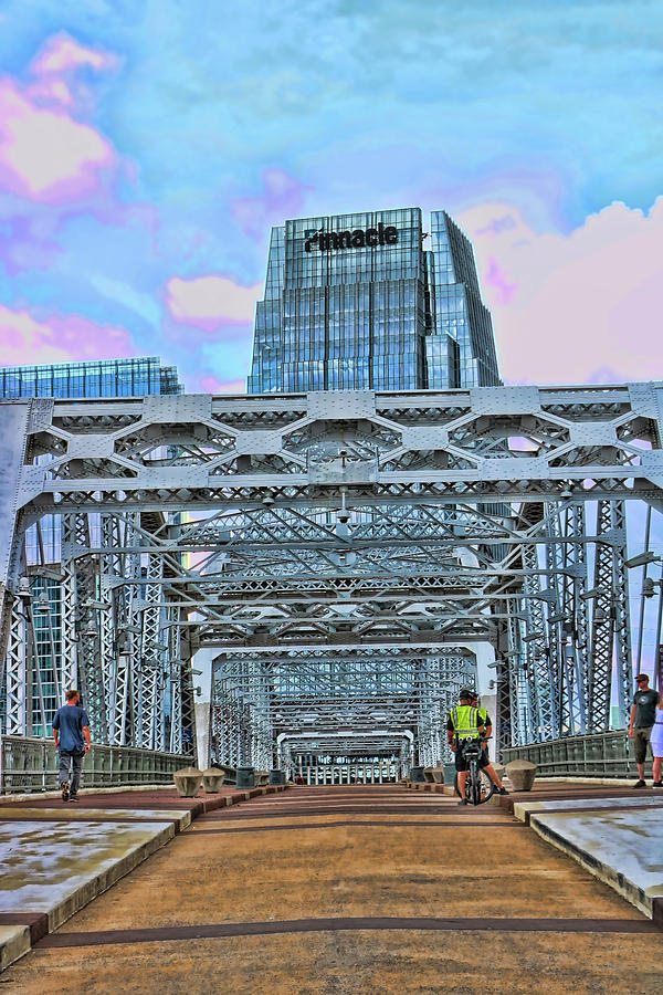 The  John Seigenthaler Pedestrian Bridge # 2 - Nashville Photograph by Allen Beatty