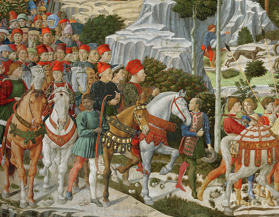 The Journey Of The Magi To Bethlehem, The Right Hand Wall Of The Chapel,  Fresco Painting by Benozzo Gozzoli