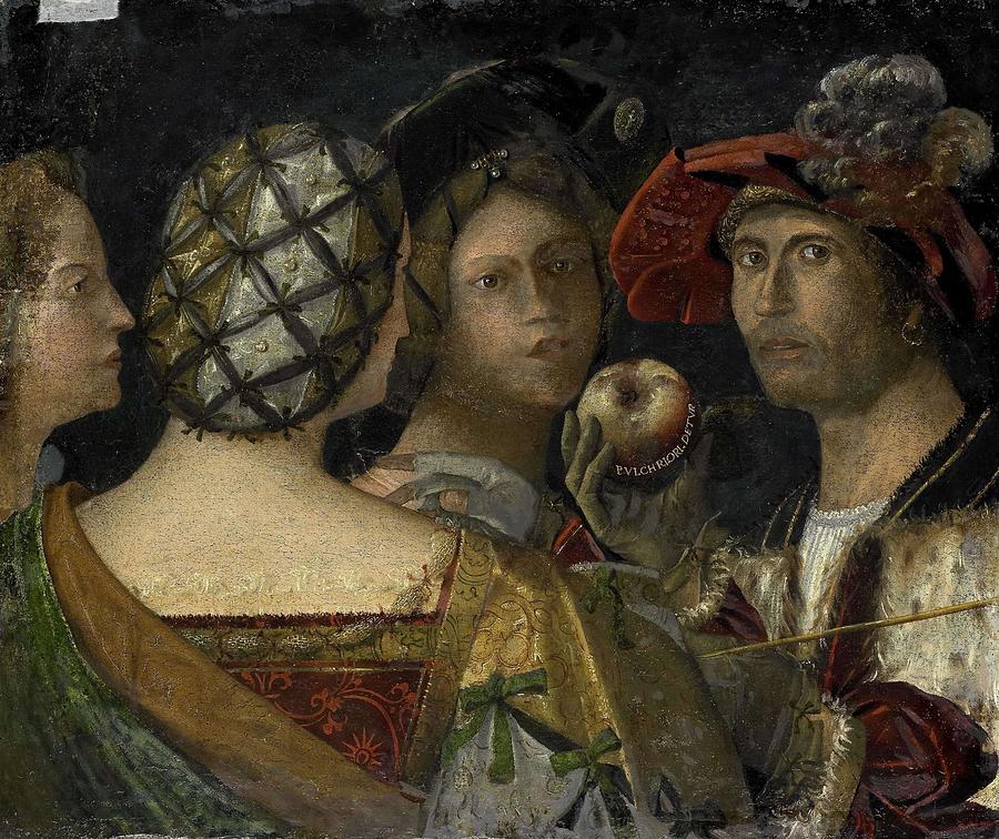 The Judgment of Paris. Painting by anonymous -rejected attribution- Antonio da Vendri -attributed to- Paolo Morando Cavazzola -rej