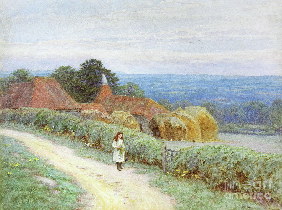 The Kentish farmhouse at Crockham Hill  Painting by Helen Allingham