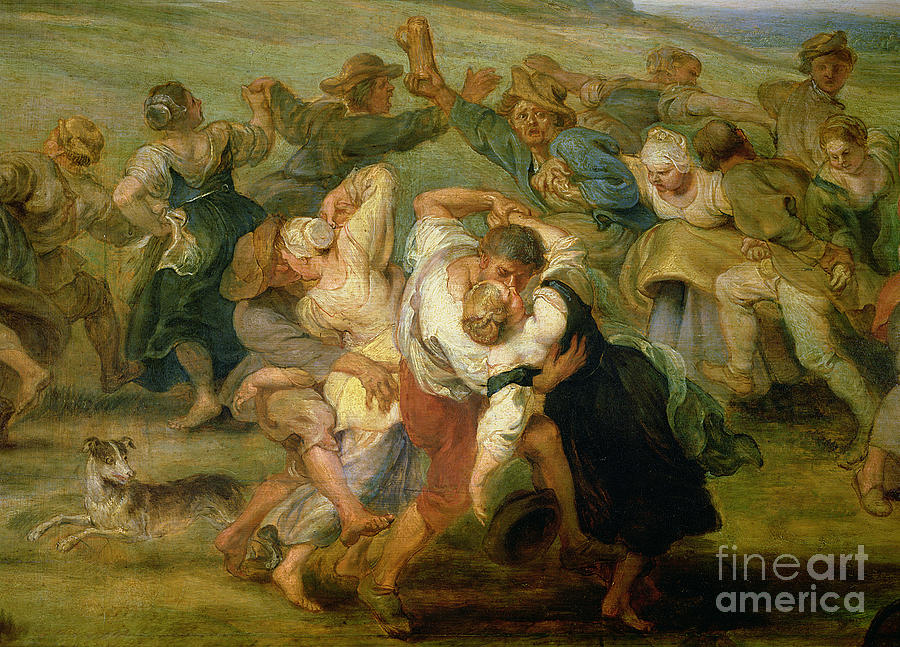 Peter Paul Rubens Painting - The Kermesse, Detail Of Peasants Dancing, C.1635-38 by Peter Paul Rubens