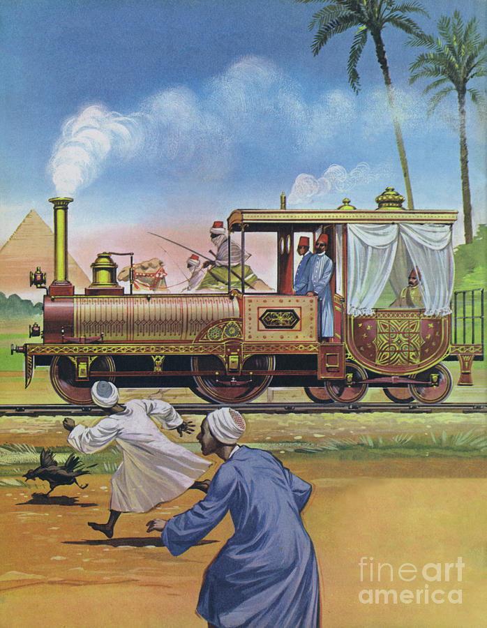 The Khedive of Egypt had an engine and carriage built in England in 1862 Painting by Angus McBride