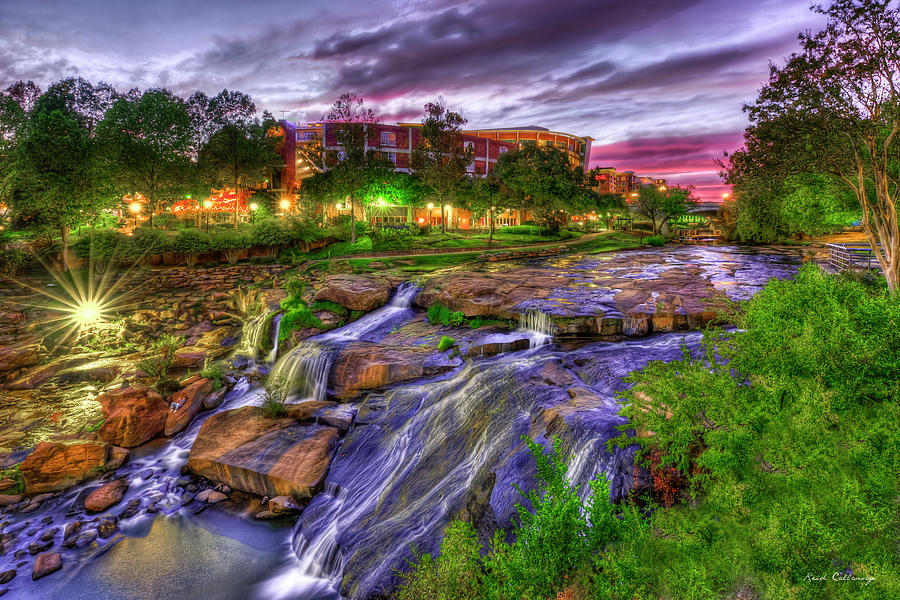 A Trickle Reedy River Falls Park Big Brother Cityscape Greenville SC Art Photograph by Reid Callaway