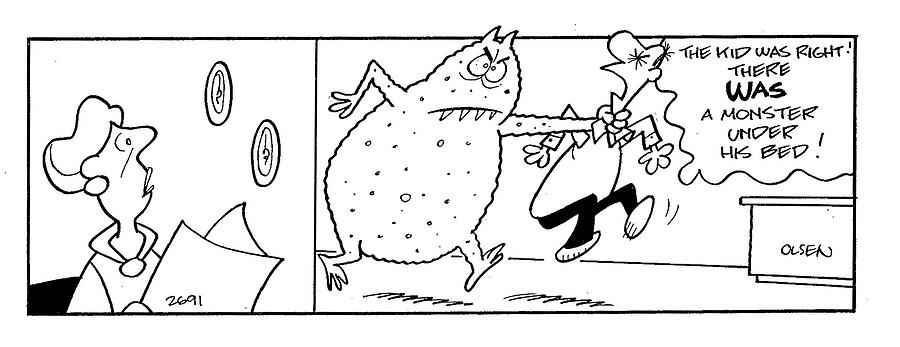 The Kid Was Right There Was A Monster Under His Bed Drawing by Werner Wejp-olsen The Kid Was Right There Was A Monster Under His Bed Drawing by Werner Wejp-olsen