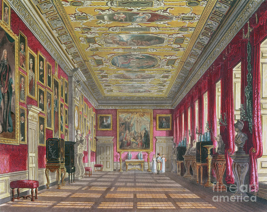 The Kings Gallery, Kensington Palace From Pynes Royal Residences, 1818 Painting by William Henry Pyne