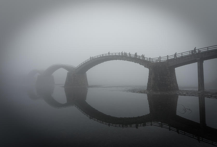 Spring Photograph - The Kintai Bridge In The Fog #water Mirror by Sunao Isotani