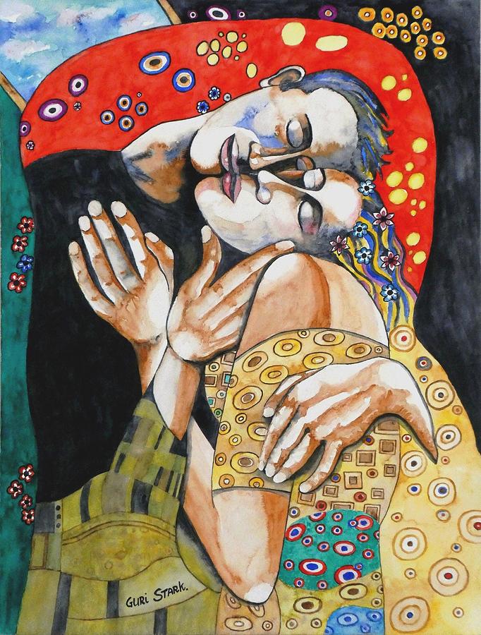 Gustav Klimt Painting - The Kiss - tribute to Gustav Klimt by Guri Stark