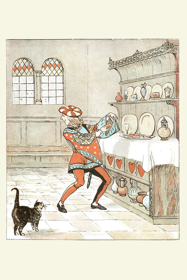 Illustration Painting - The Knave of Hearts he stole the tarts from the cupboard by Randolph Caldecott