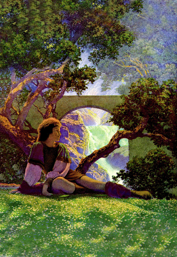The Knave of Hearts in the Meadow Painting by Maxfield Parrish