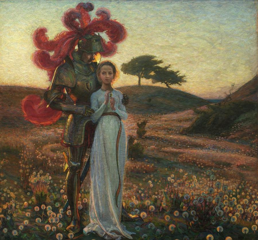 Horse Painting - The Knight And The Maiden by Richard Bergh