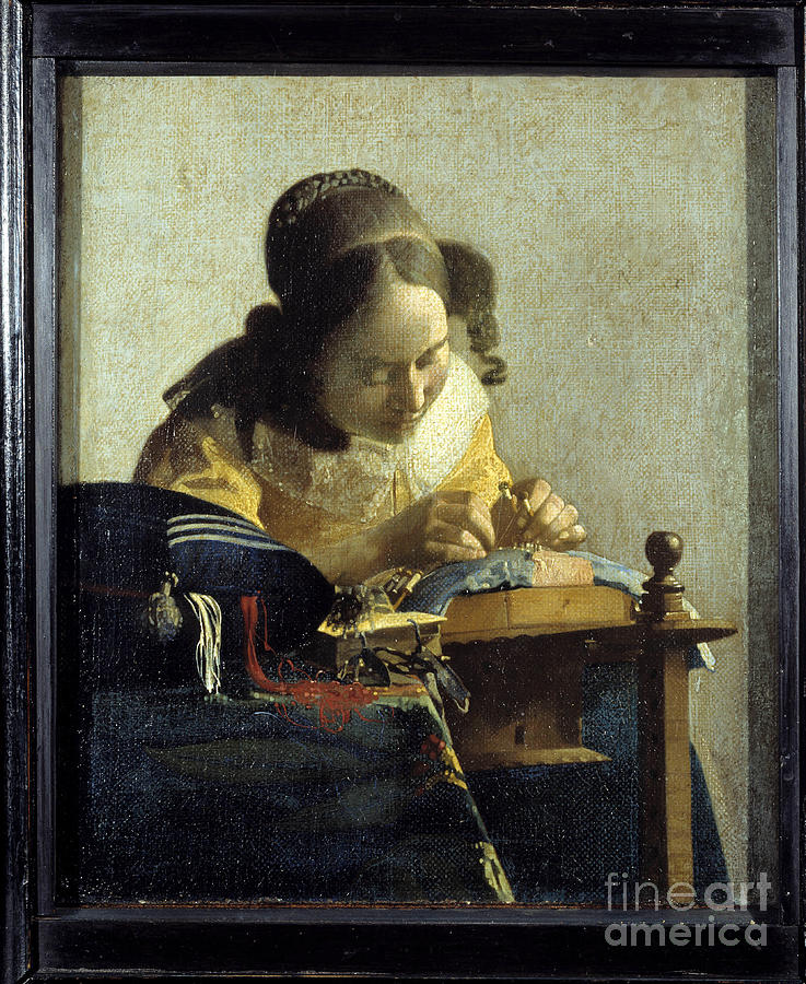 The Lace. Painting By Jan Painting by Jan Vermeer