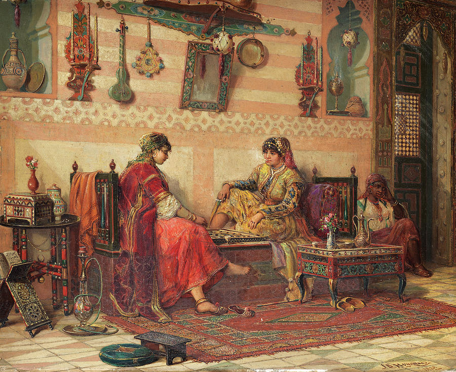 Ladies Painting - The ladies game by Jan Baptist Huysmans