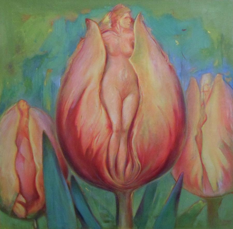 The Lady in the Tulip Painting by Hans Droog