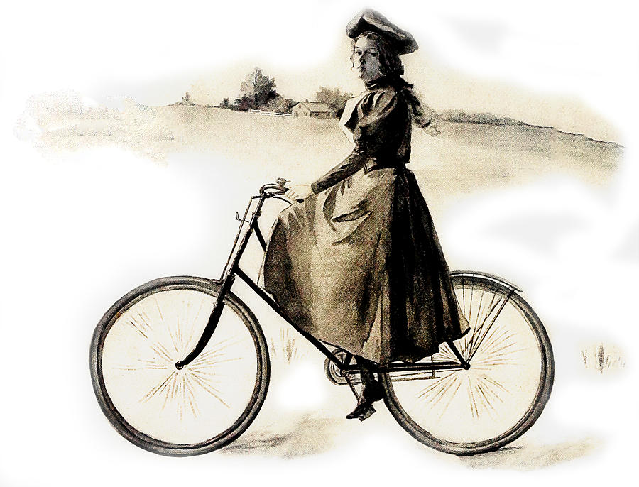 Hat Digital Art - The Lady on the Bicycle by Steve Taylor