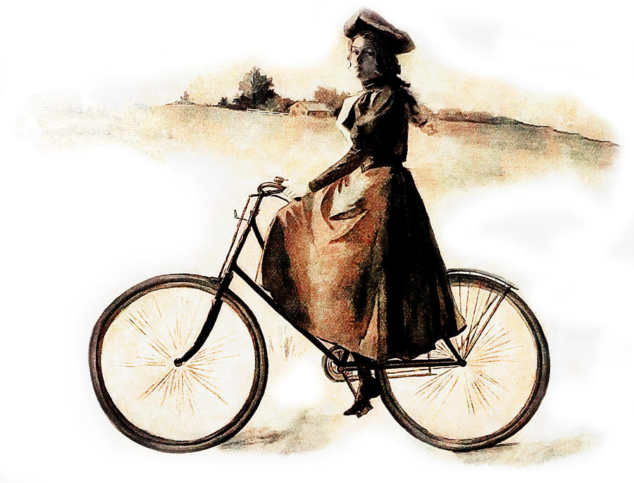 Hat Digital Art - The Lady on the Bike by Steve Taylor