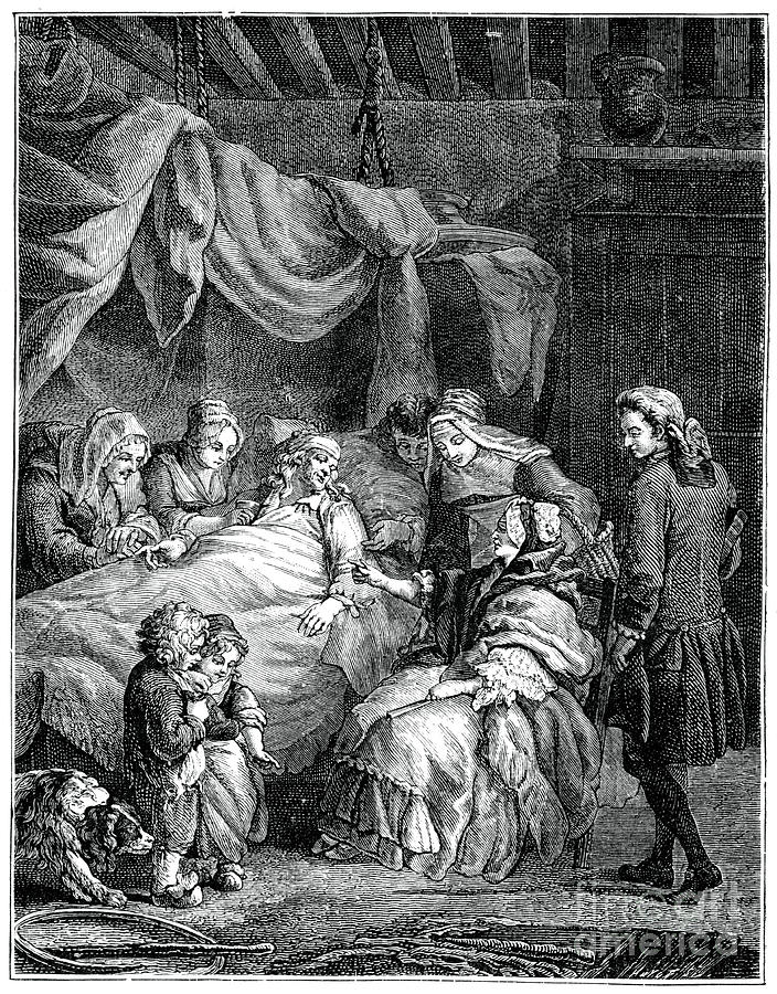 The Lady Receives Charity, 1885.artist Drawing by Print Collector