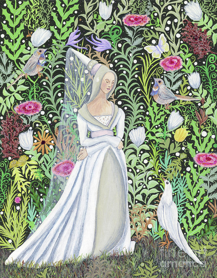 The Lady Vanity Takes a Break From Mirroring to Dream of an Unusual Garden  Painting by Lise Winne
