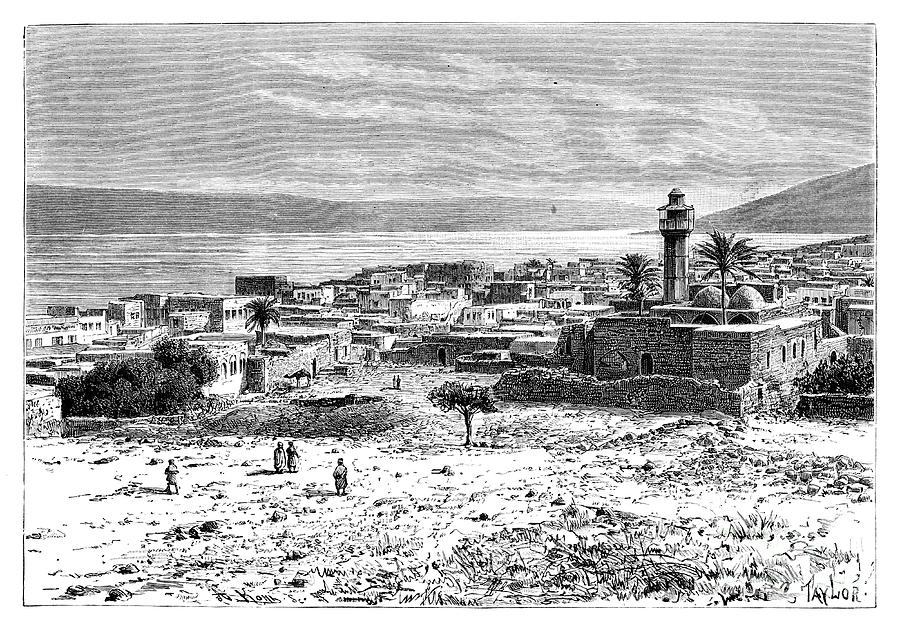 The Lake And City Of Tiberias, Israel Drawing by Print Collector