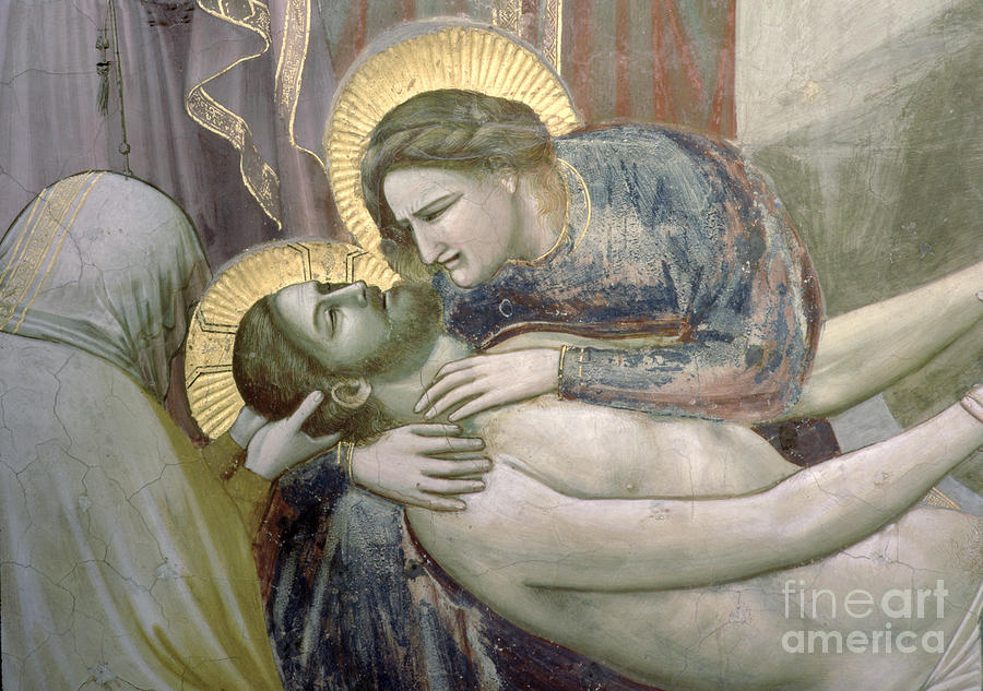 Misery Movie Painting - The Lamentation, Detail Of The Madonna And Christ by Giotto Di Bondone