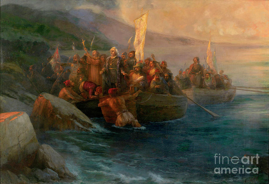 The Landing Of Christopher Columbus Painting By Ivan Konstantinovich