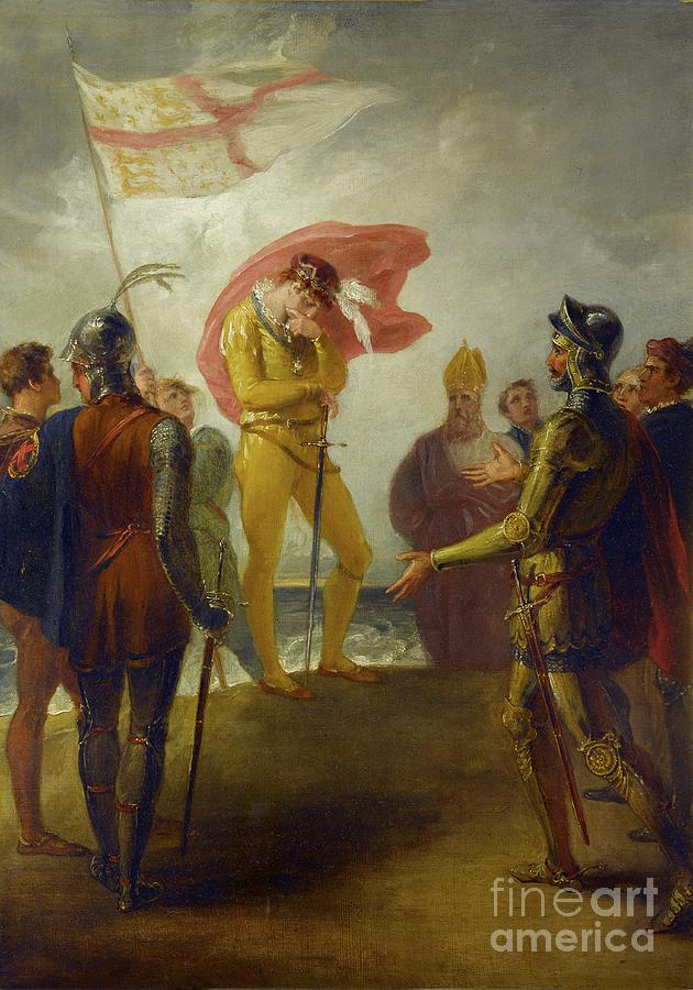 Flag Painting - The Landing Of Richard II At Milford Haven, C.1793-1800 by William Hamilton