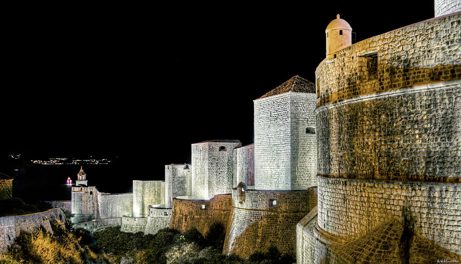 The Landside Walls of Dubrovnik at Night No2 Photograph by Weston Westmoreland