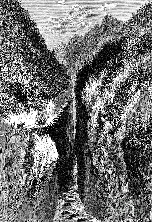 The Lantzan-kiang-hoggs Gorge, C1890 Drawing by Print Collector
