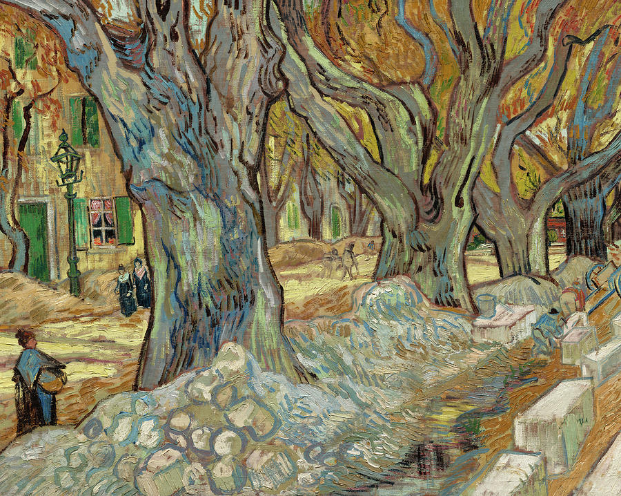 Vincent Van Gogh Painting - The Large Plane Trees, Road Menders At Saint-remy, 1889 by Vincent van Gogh Vincent Van Gogh Painting - The Large Plane Trees, Road Menders At Saint-remy, 1889 by Vincent van Gogh