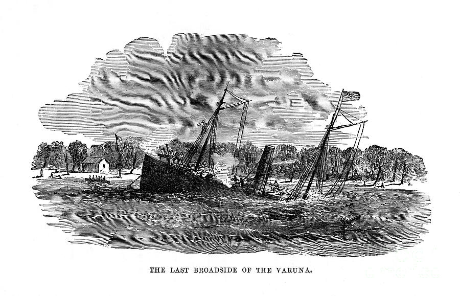 The Last Broadside Of The Varuna, 1862 Drawing by Print Collector