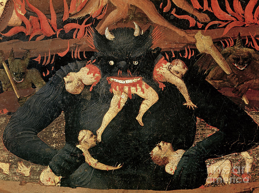 The Last Judgement, Detail Of Satan Devouring The Damned In Hell, C.1431 Painting by Fra Angelico