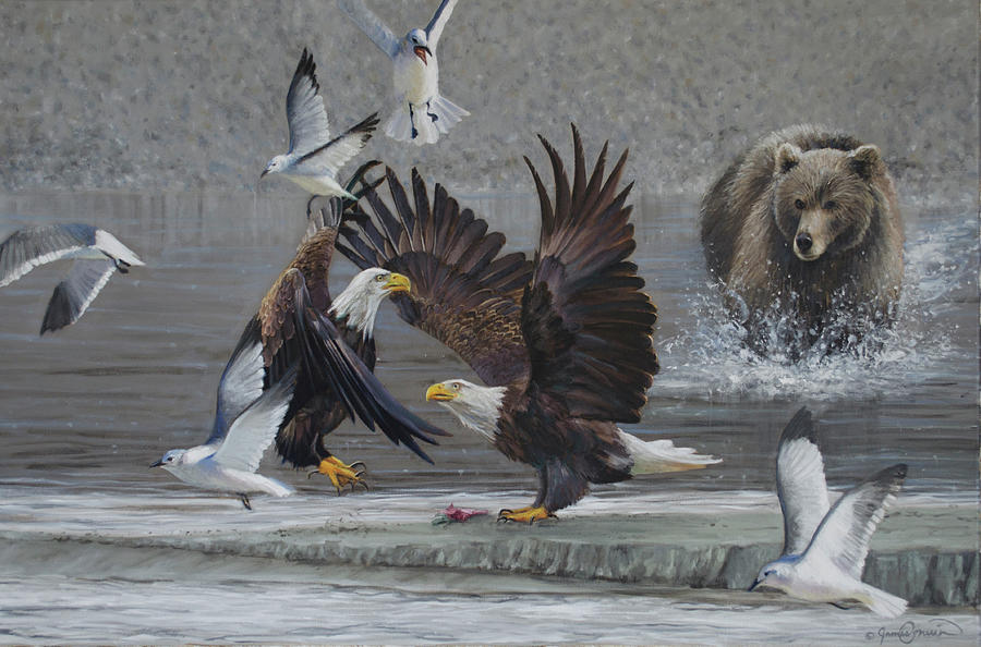 Wildlife Painting - The Last Scrap by James Corwin Fine Art