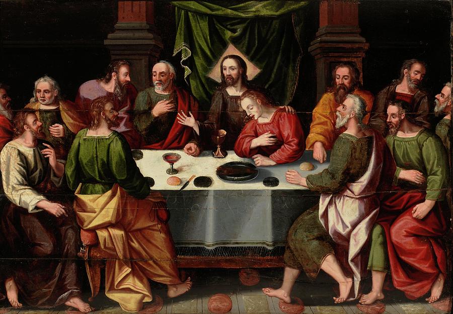 The Last Supper, 16th century, Spanish School, Panel, 74 cm x 106 cm, P03271. Painting by Anonymous