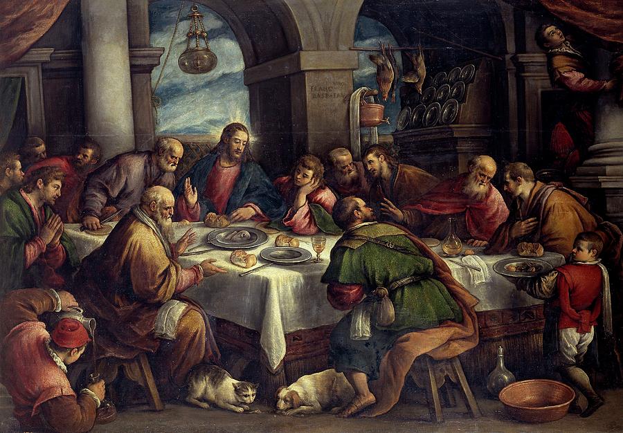 The Last Supper, ca. 1586, Italian School, Oil on canvas, 151 cm x 214 cm,... Painting by Francesco Bassano the Younger -1549-1592-