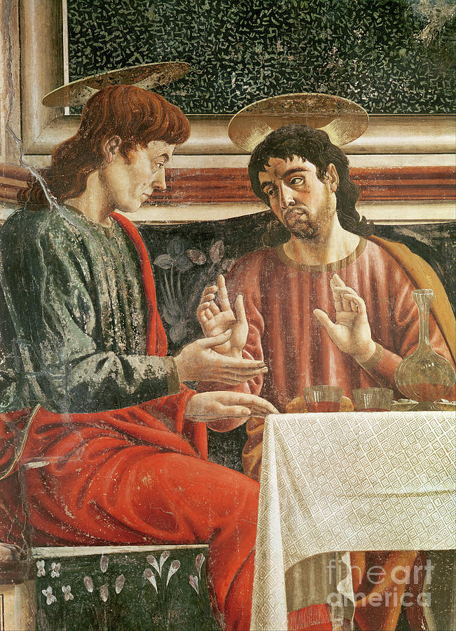 The Last Supper, Detail Of Saint Matthew And Saint Philip, 1447 Painting by Andrea Del Castagno