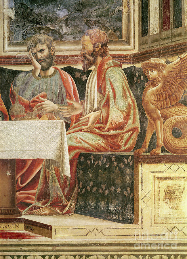 The Last Supper, Detail Of St. James The Lesser And St. Simon, C.1447 Painting by Andrea Del Castagno