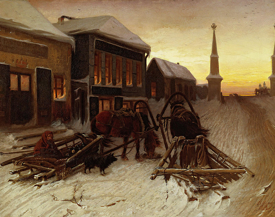 Winter Painting - The Last Tavern at the City Gates by Vasily Perov